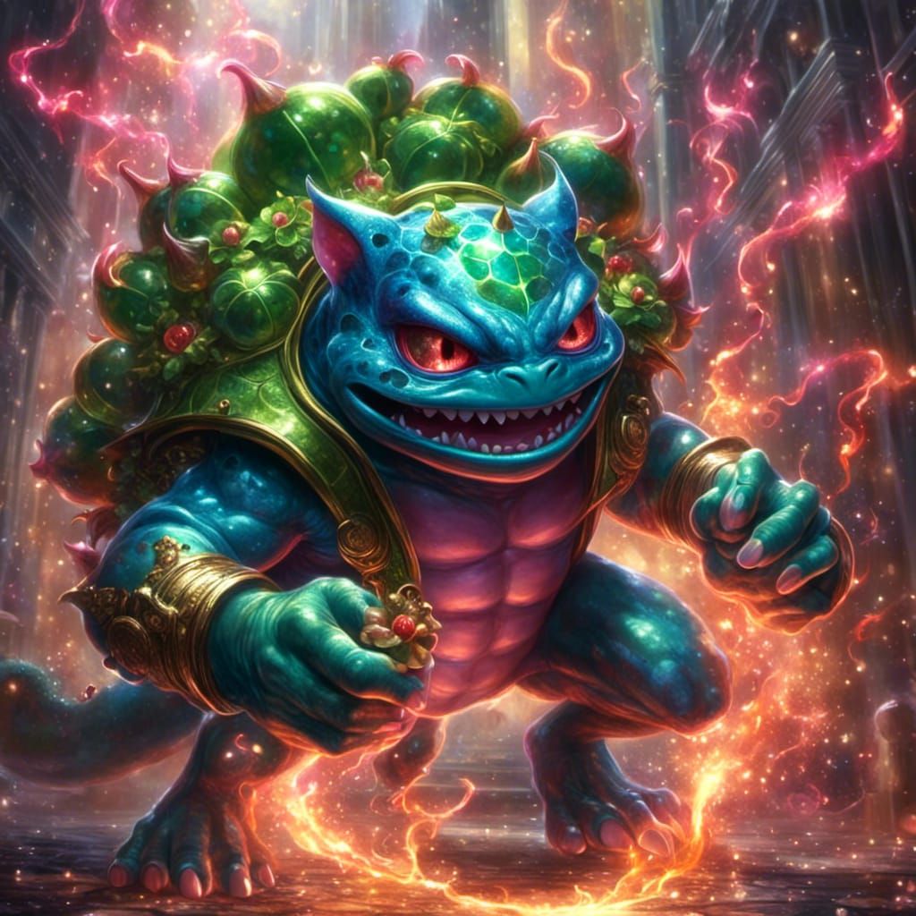 Demonic Boxing Ninja Bulbasaur with Sparkles