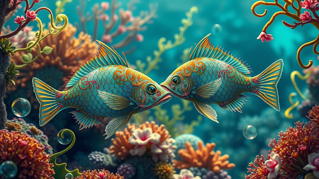 Ornate Reef Fish in Dreamlike Illustration Style