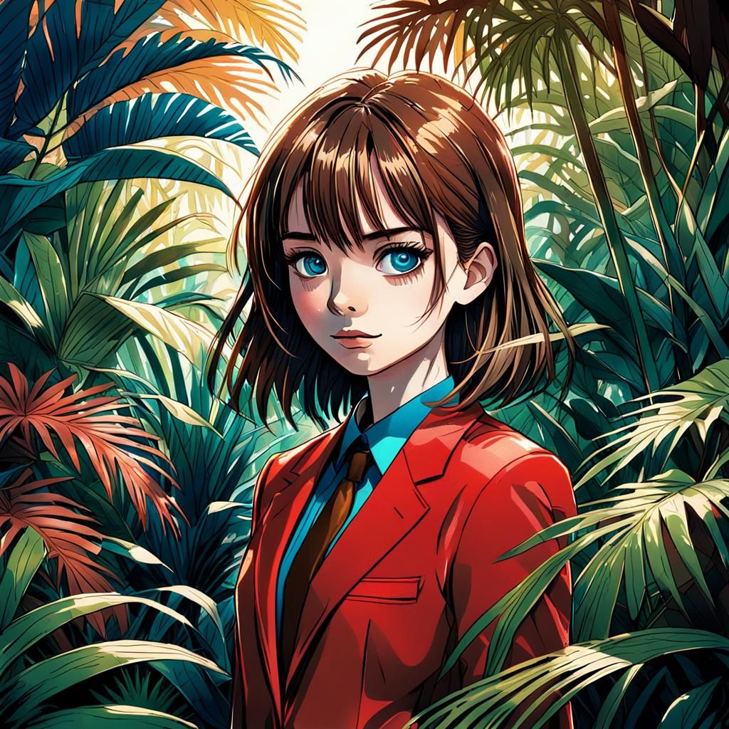 Cute Girl in Jungle: Manga Scan Style