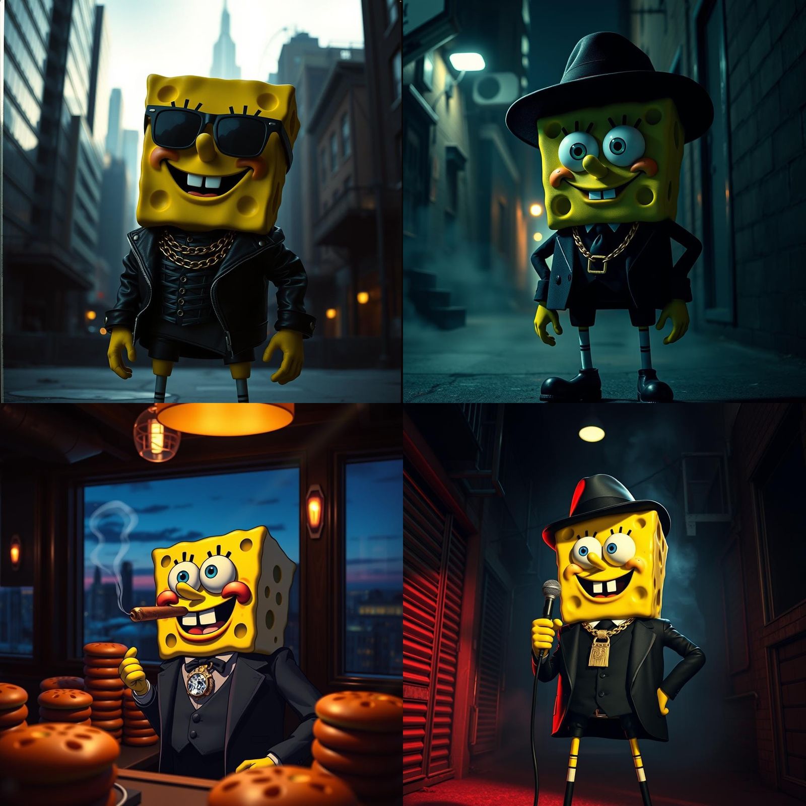 SpongeBob as Gangster: Cinematic Film Still