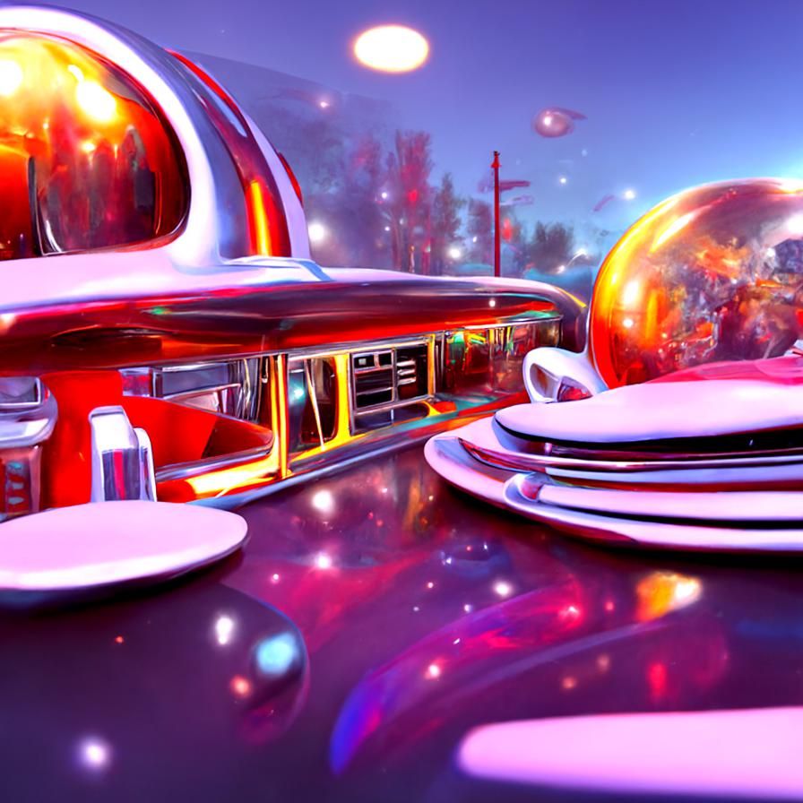Retro-Futuristic Diner at the Edge of Reality