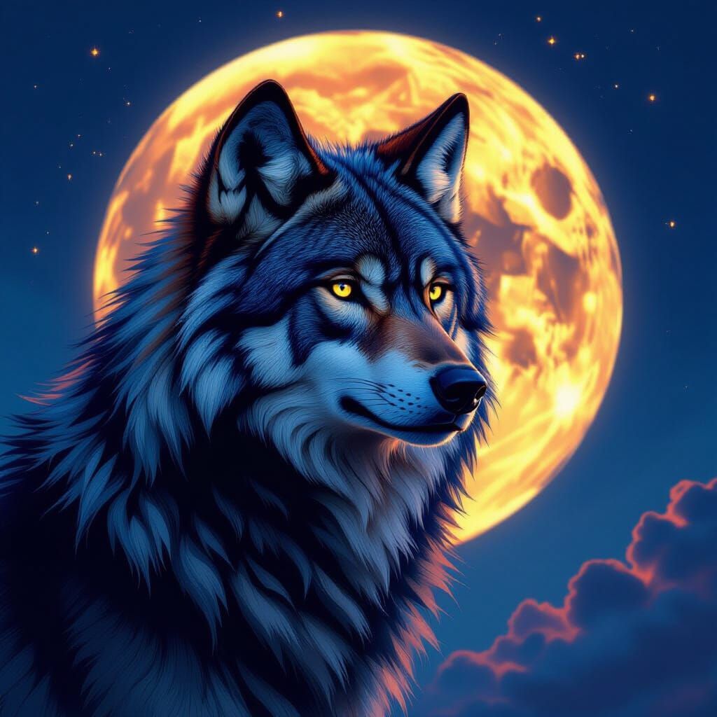 Wolves Portrait with Detailed Fur, Dark Fantasy Style