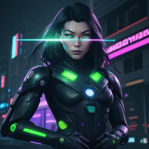 Cyberpunk Robot Portrait with Glowing Circuitry