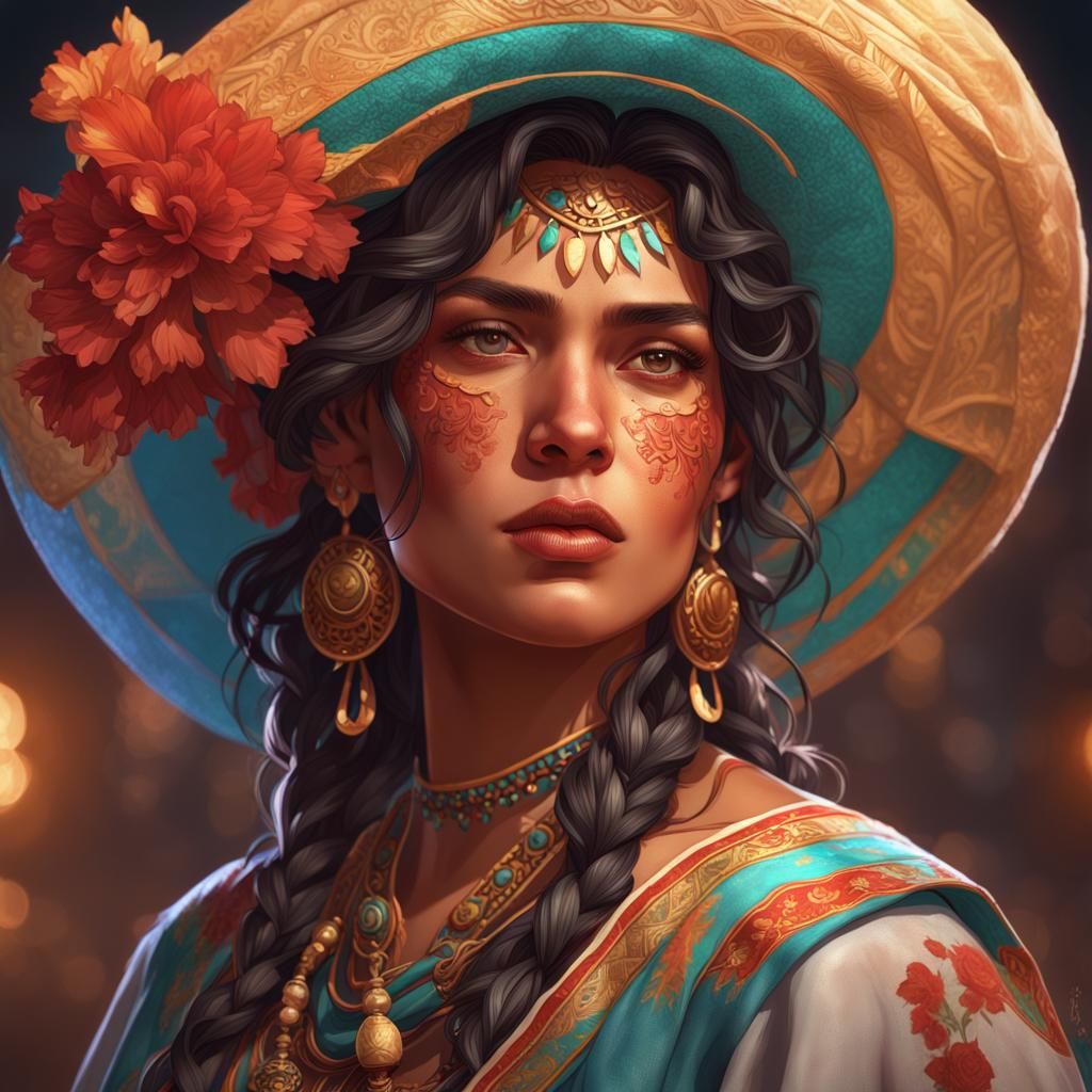 Detailed Portrait in Digital Art Style