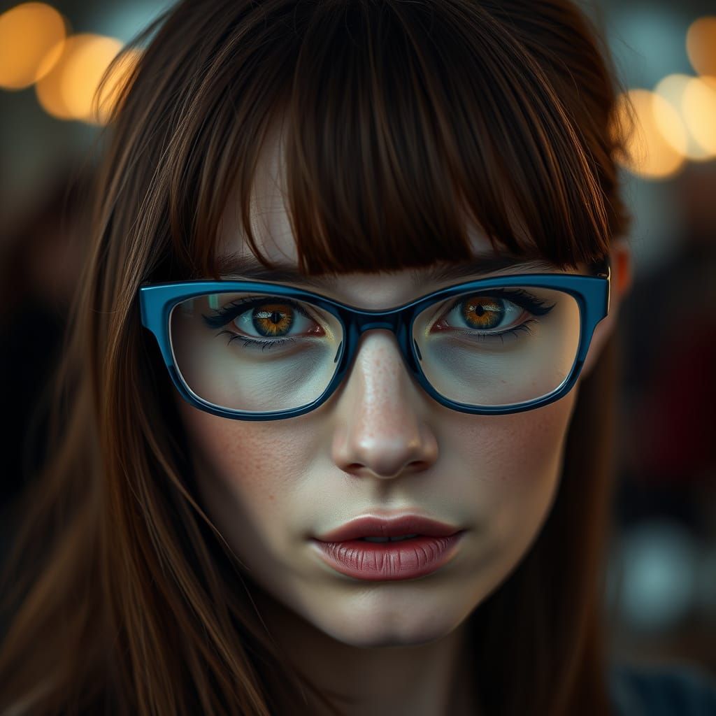 Hyperrealistic Portrait of a Brown Haired Woman with Copper ...