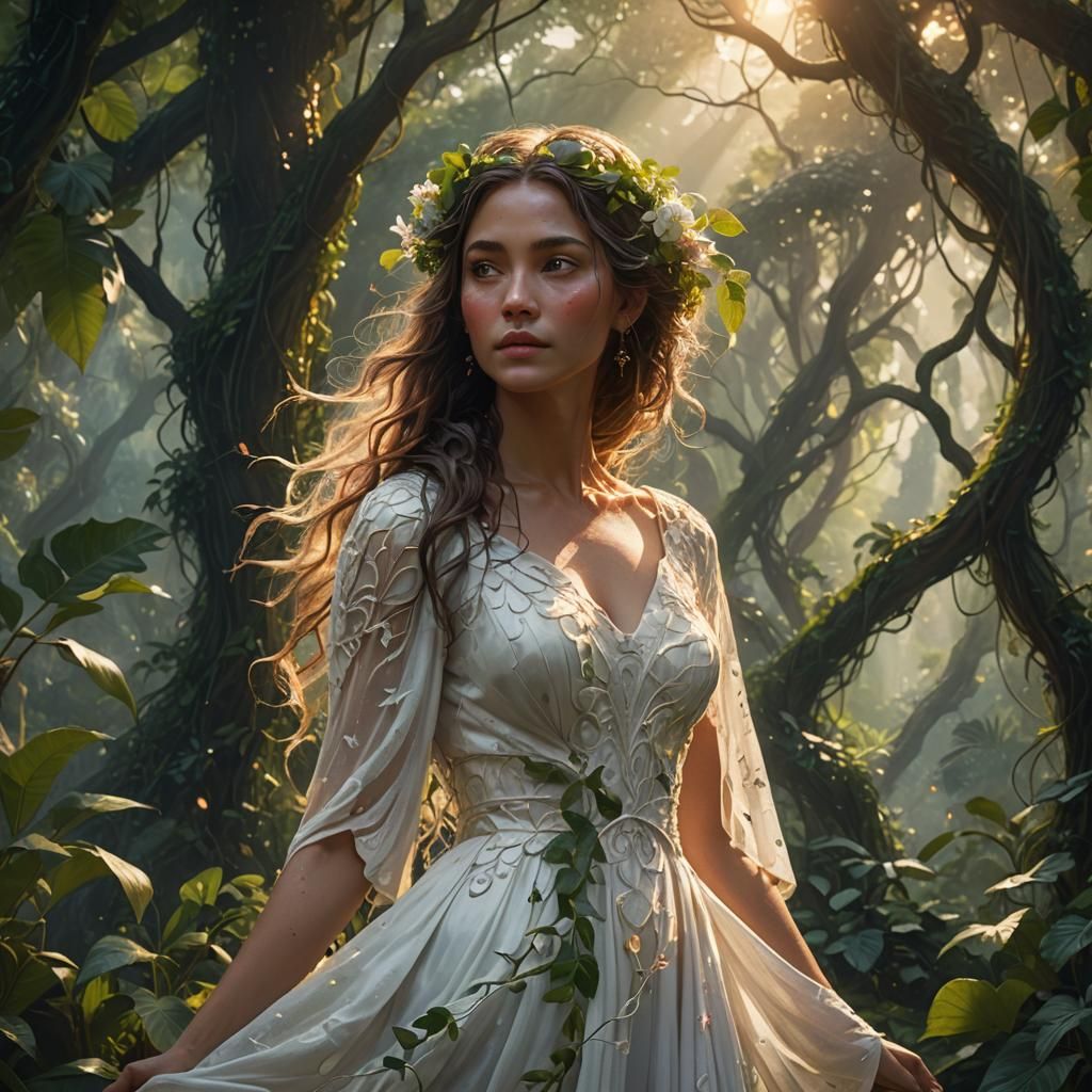 Jungle Woman with Vines, Digital Art