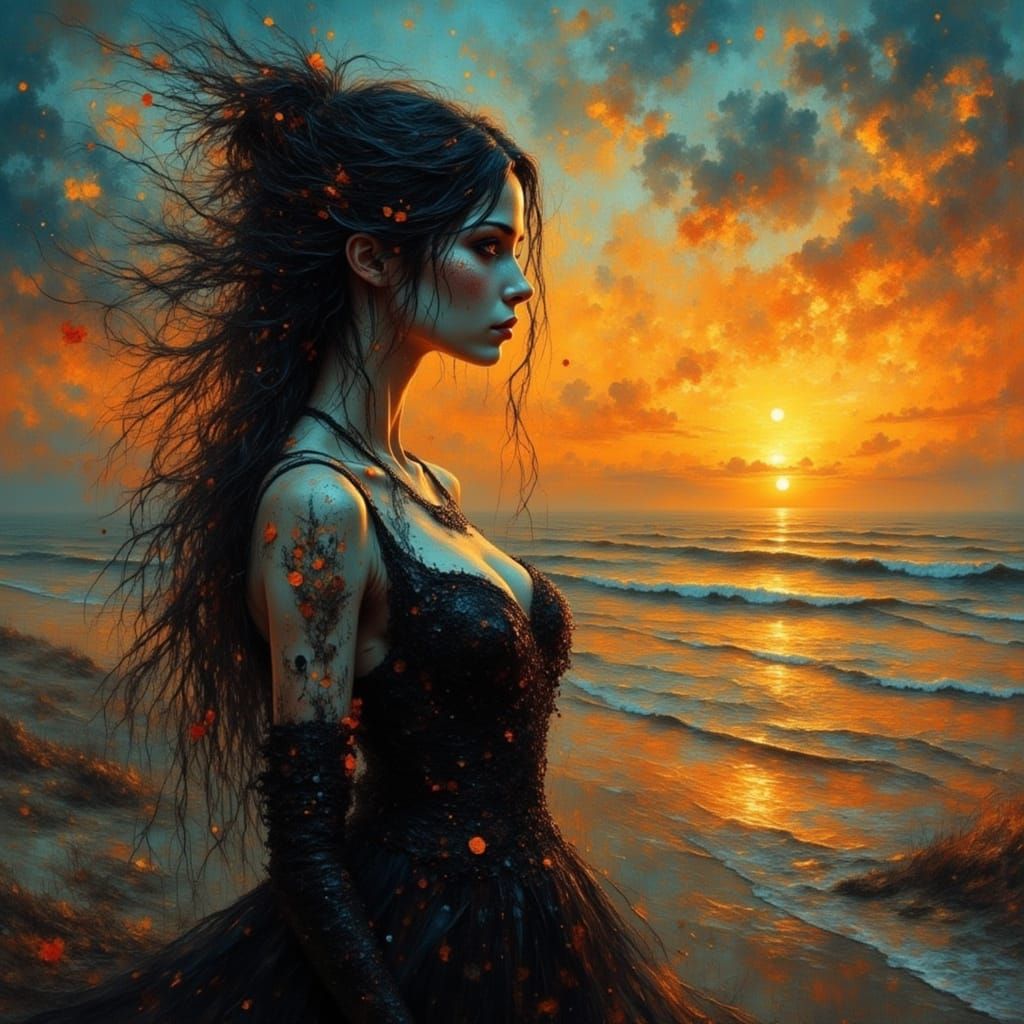 Vampire's Beach Sunrise: Digital Art