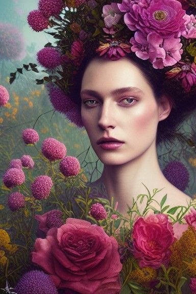 Queen of England Portrait in Rococo Fairycore Style