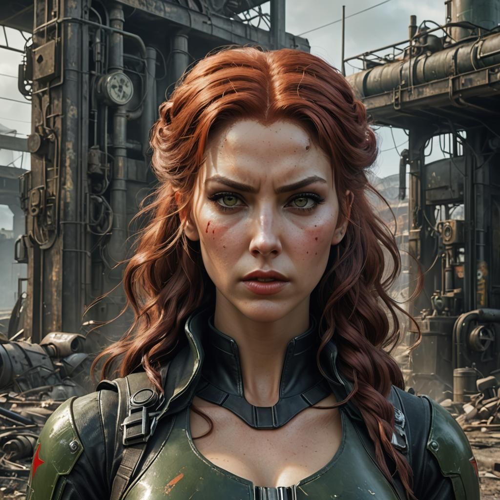 Post-Apocalyptic Black Widow Portrait in Art Nouveau Style