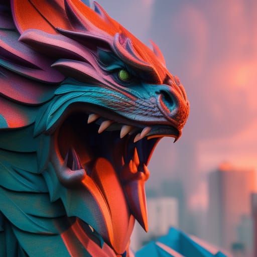 Ornate Gargoyle in Dramatic Lighting, Hyperrealistic Render