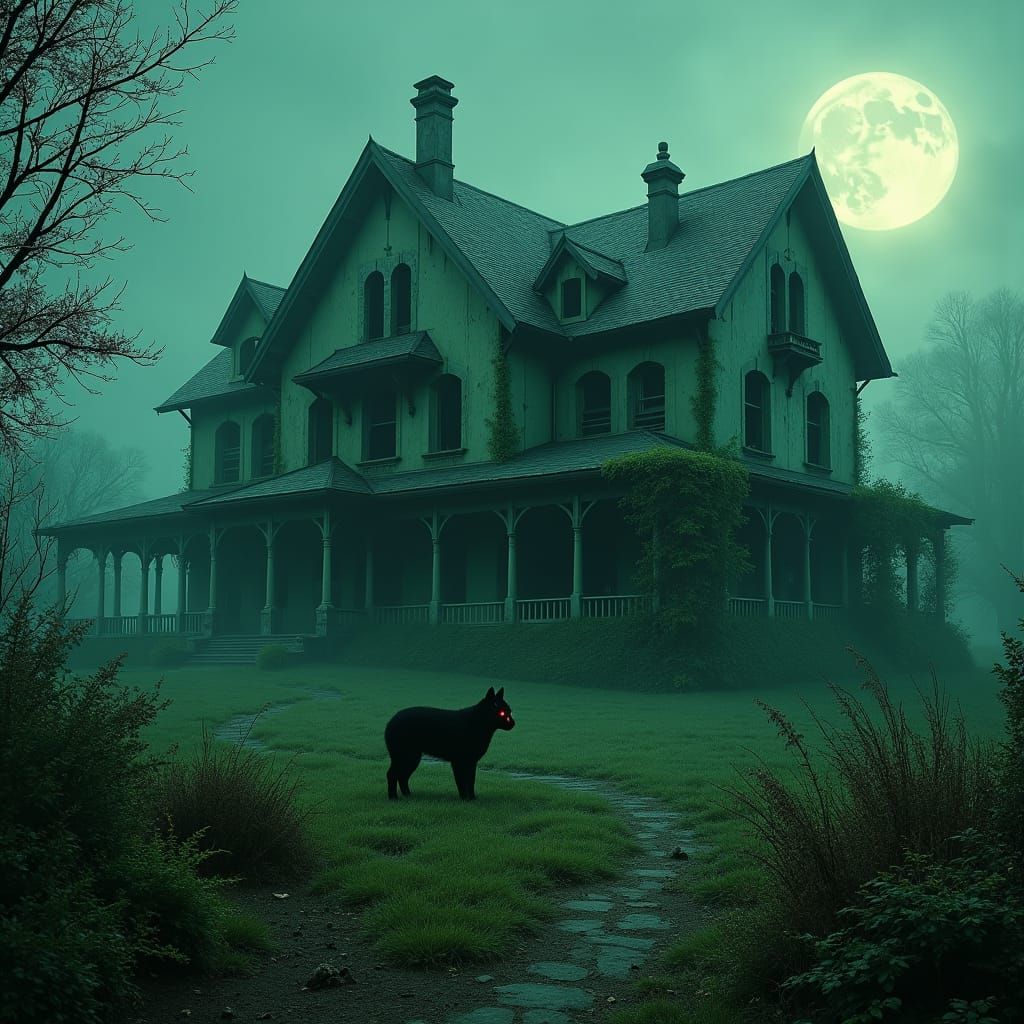 Mansion on Misty Hill Watched by Furry Creature