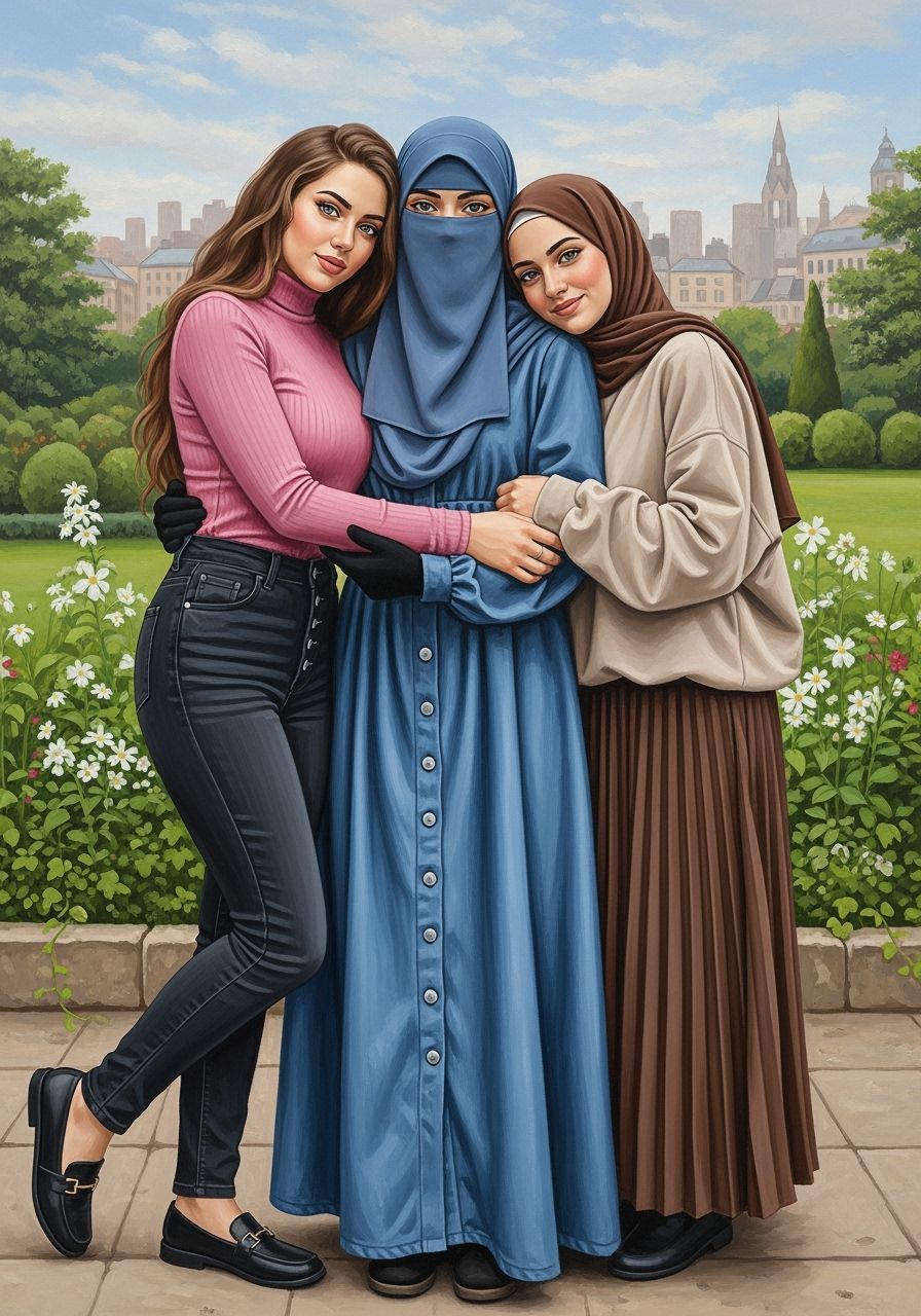 Friends in Botanic Garden as Oil Painting