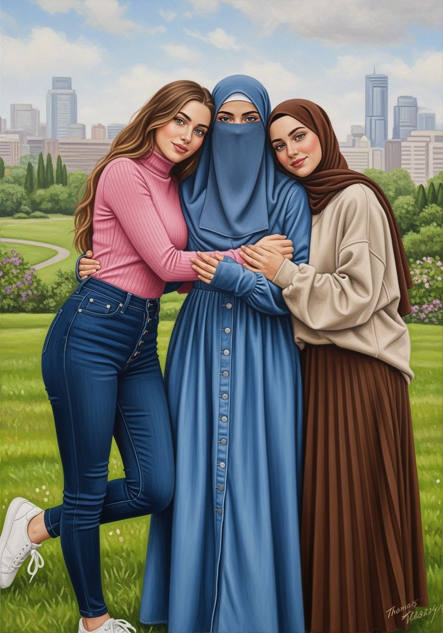 Friends in Botanic Garden as Oil Painting