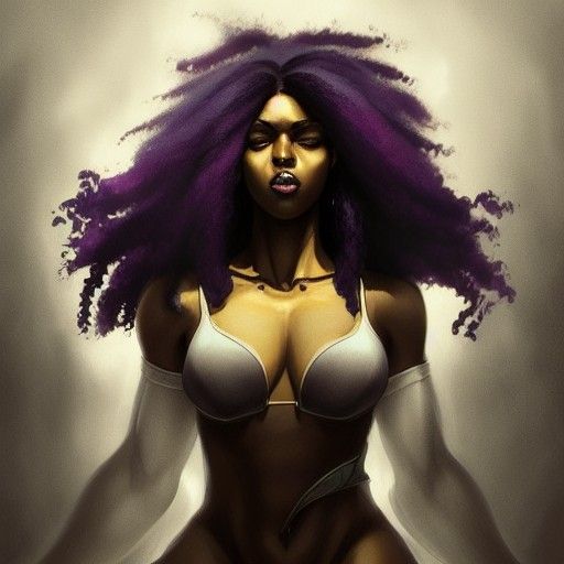 Black Heroine with Long Purple Hair