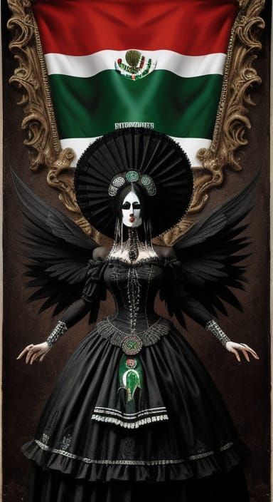 Mexican Flag in Dreamcore Gothic Style
