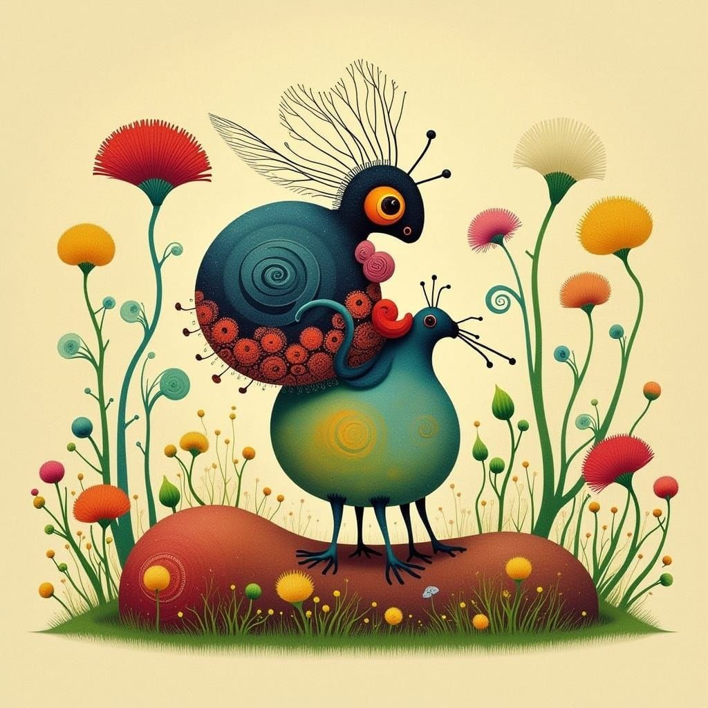 Adorable Kittybug in a Fantastical Garden