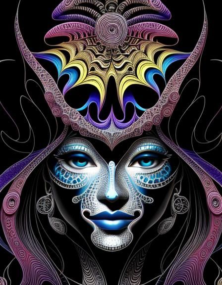 Stripnotic Pop beautiful female abstract,beautiful smile,Surrealism, beautiful face eyes + lips, abstract patterns, phon...