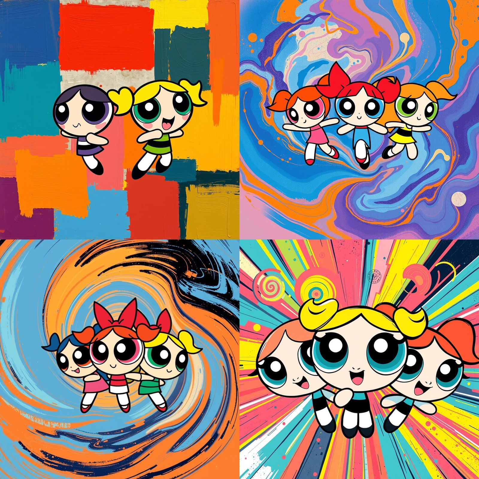 Powerpuff Girls Cartoon T-Shirt Print: Abstract Art