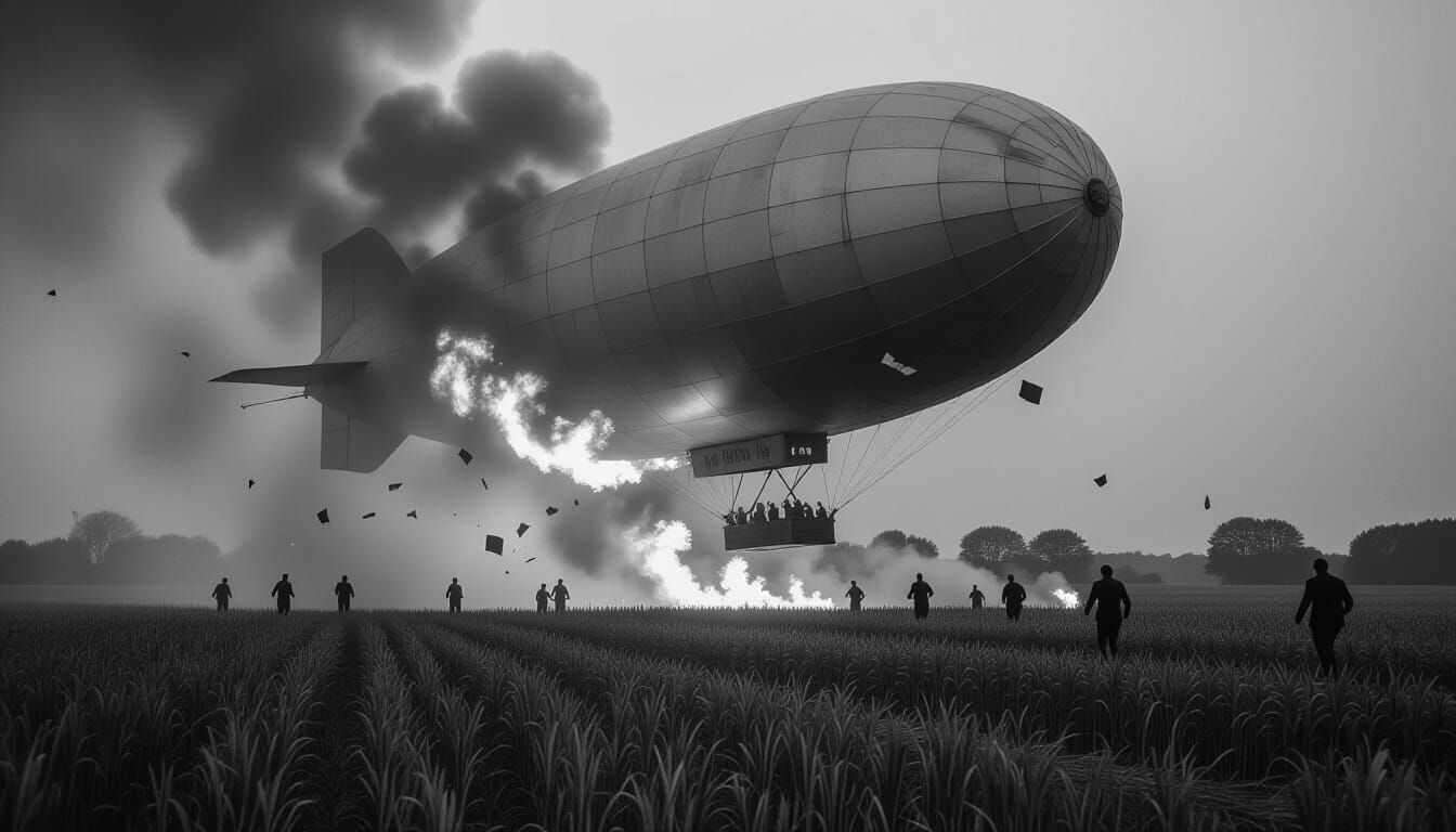 Inferno Over the Field: Vintage Blimp Disaster