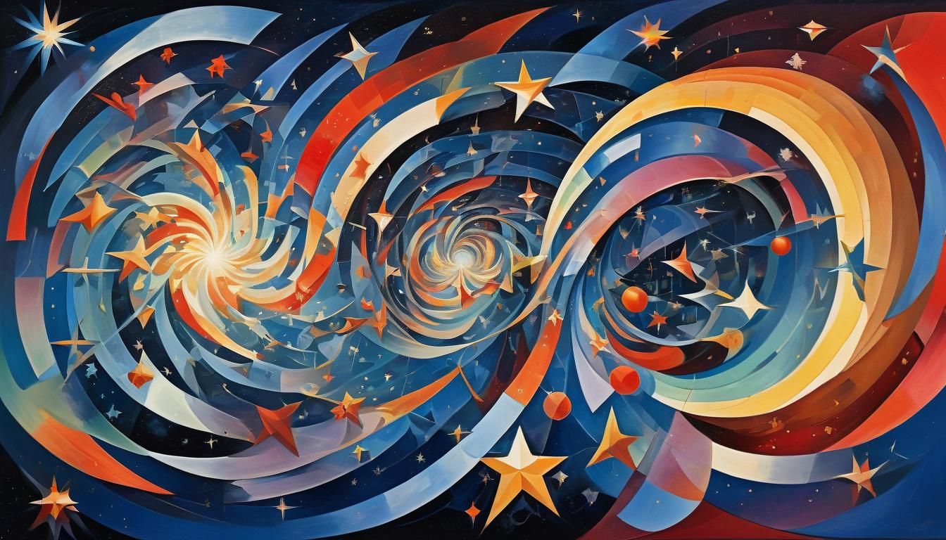 Stars in Cosmic Plasma Maelstrom, Abstract Cubism