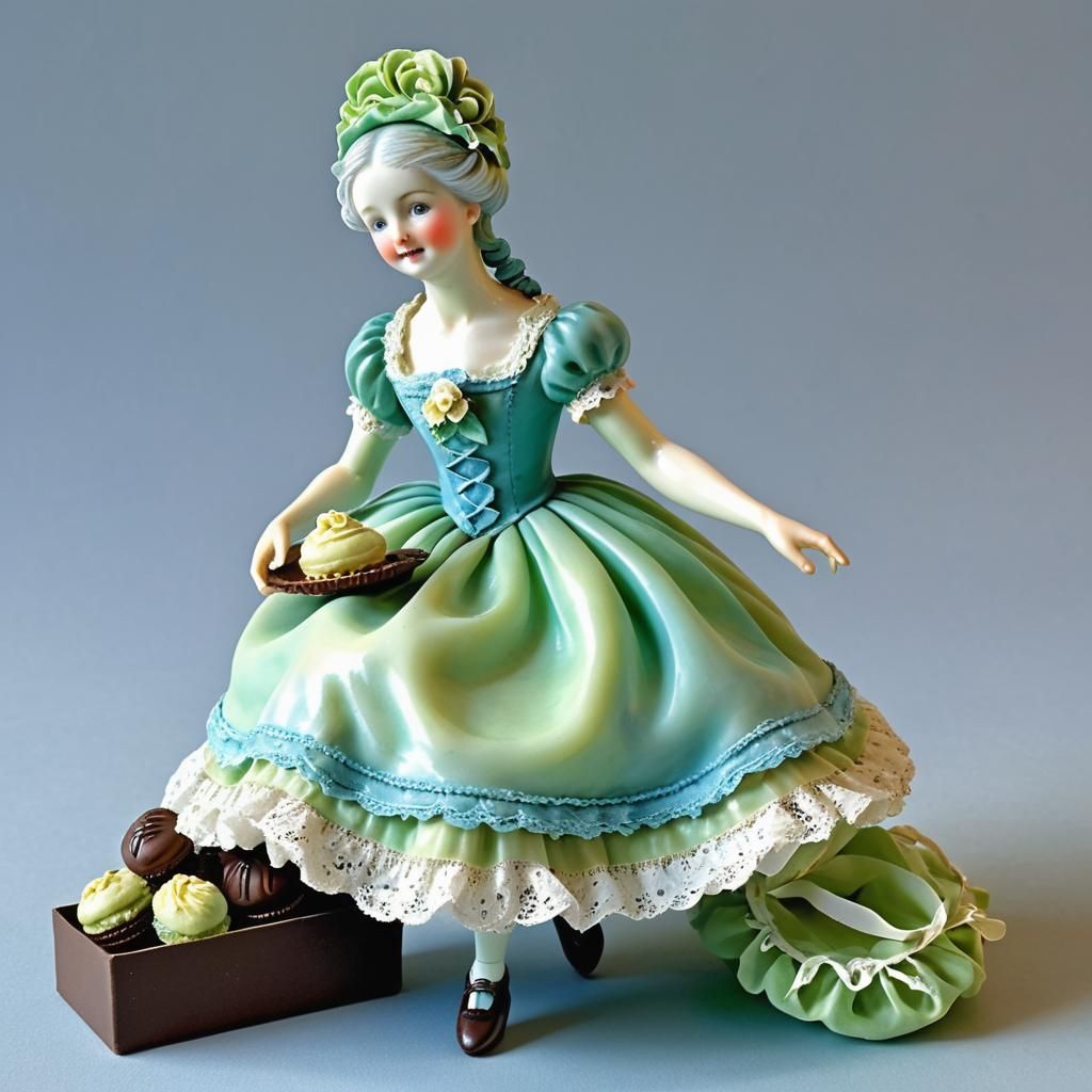 Marzipan Lady in Rococo Pastel Style