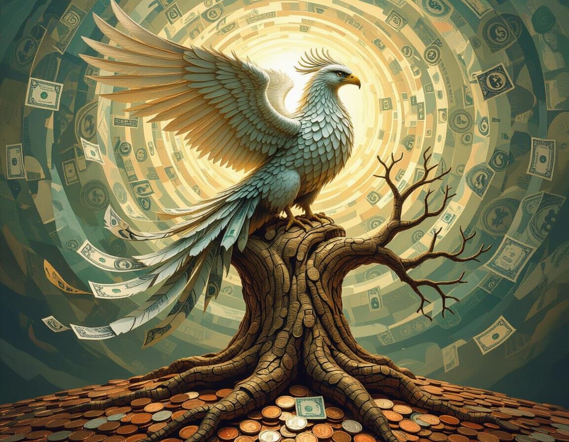 Mythical Creature of Currency on Ancient Tree
