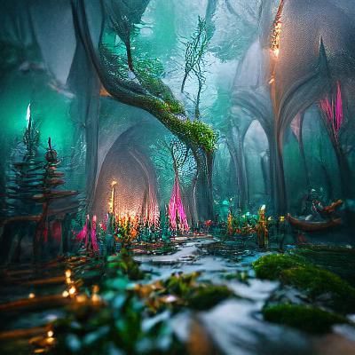 Detailed Elven Forest Matte Painting in 8k
