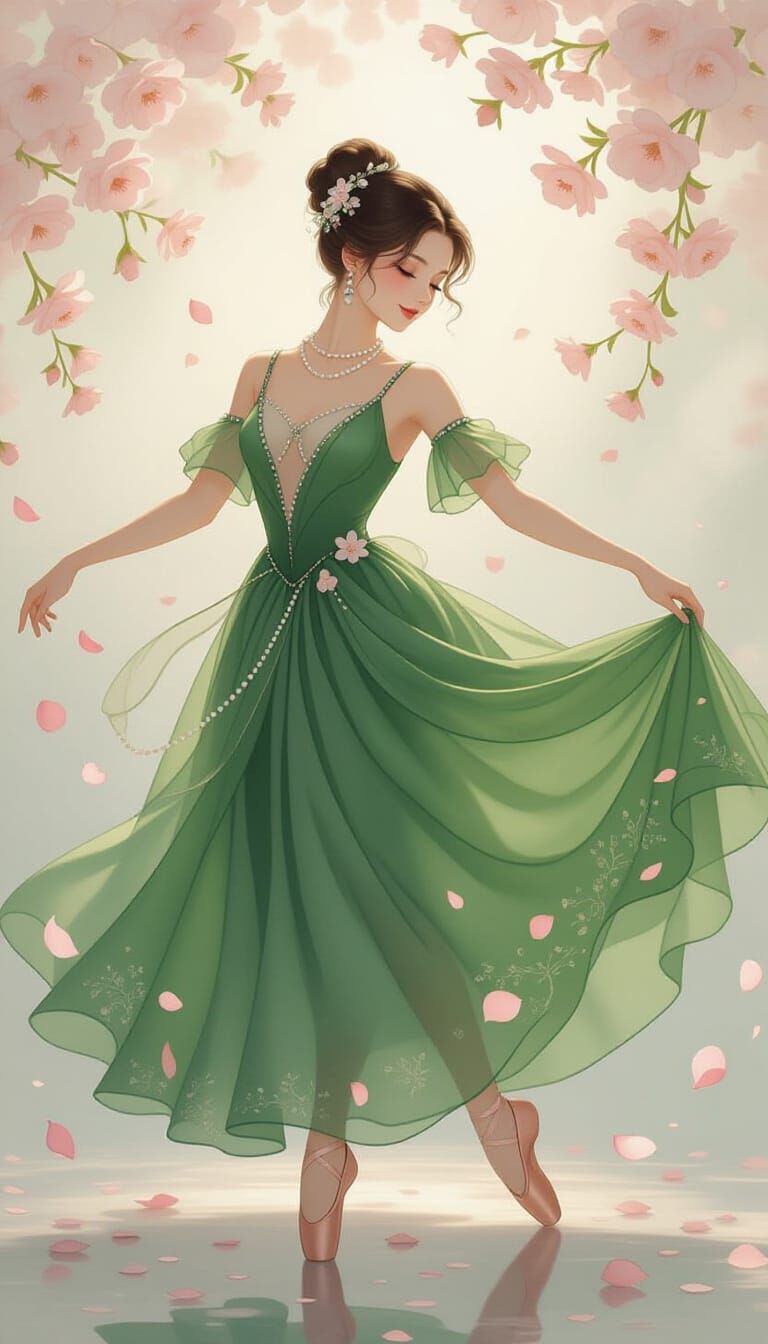 Elegant Ballerina Dancing in Dreamlike Style