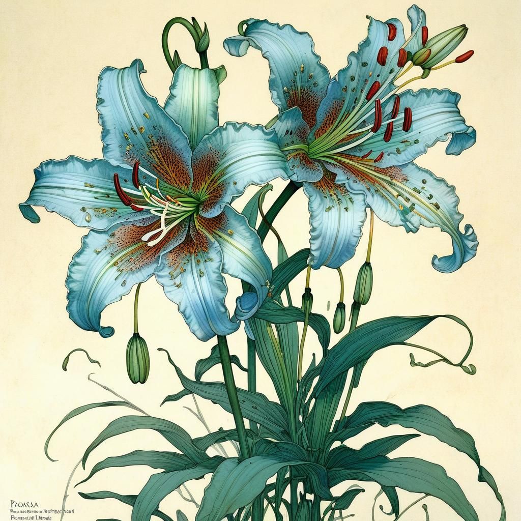 Entangled Lily Blossom in Fantasy Art Style