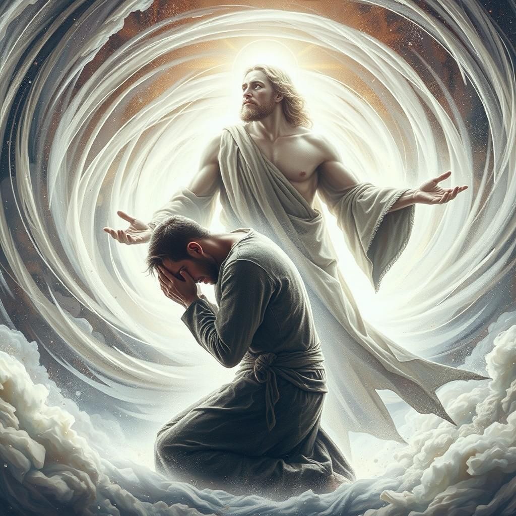 Man Praying with Jesus in Baroque Style