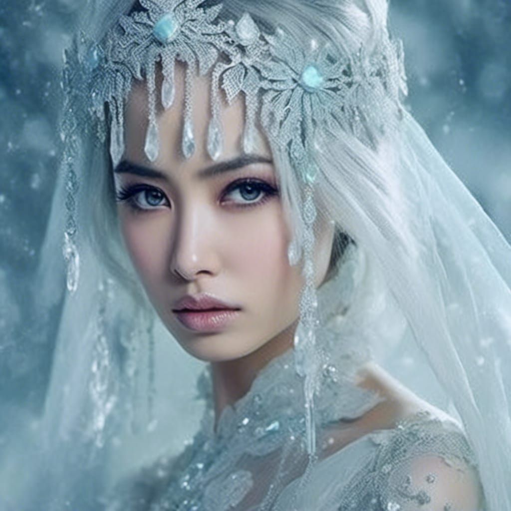 Snow Queen in Frozen Crystal Land