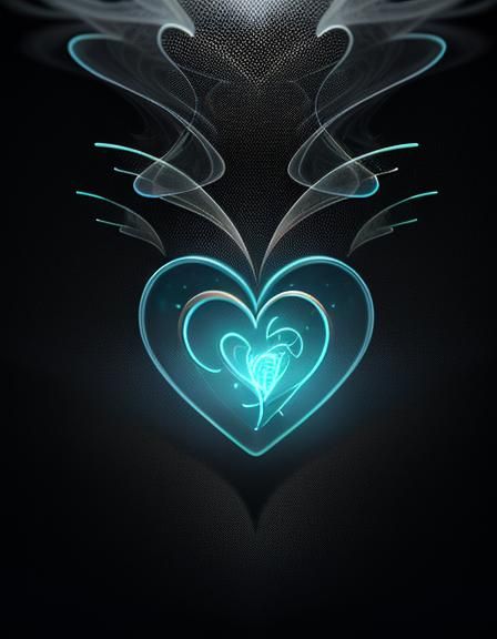 Transparent Heart of Smoke in Neon Colors