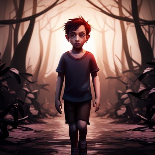 Jungle Boy Portrait in Gothic 3D Style