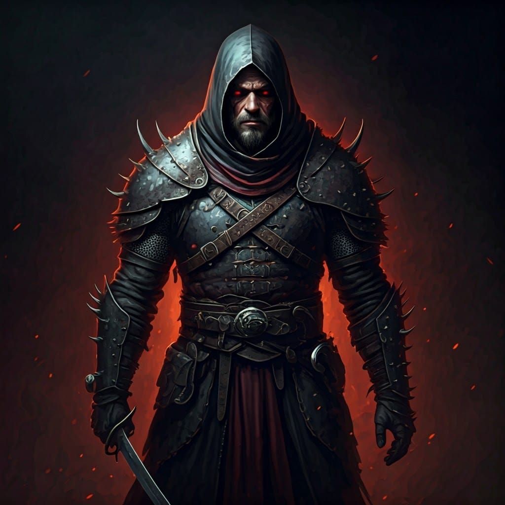 Dark Fantasy Bandit Captain in Studded Leather Armor