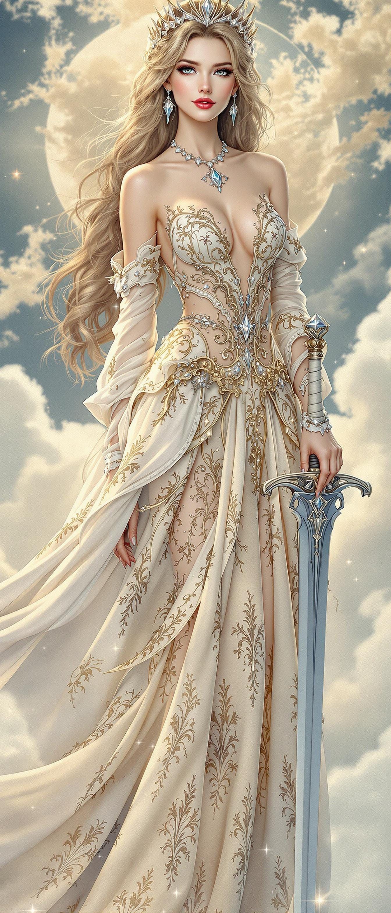 Ethereal Princess in Fantasy Armor, Disney-Inspired Color Pa...