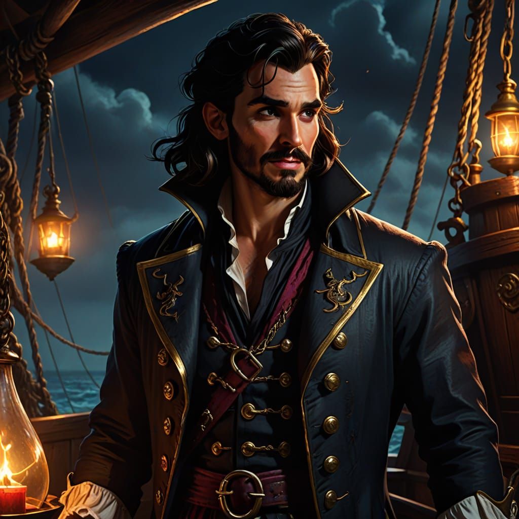 Captain Hook on Pirate Ship: Disney-Inspired Concept Art