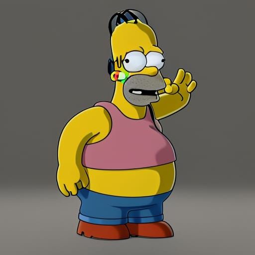 Homer Simpson in 3D Game Cinematic Style