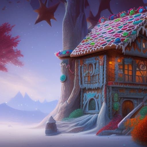 Detailed Gingerbread House: Fantasy Concept Art