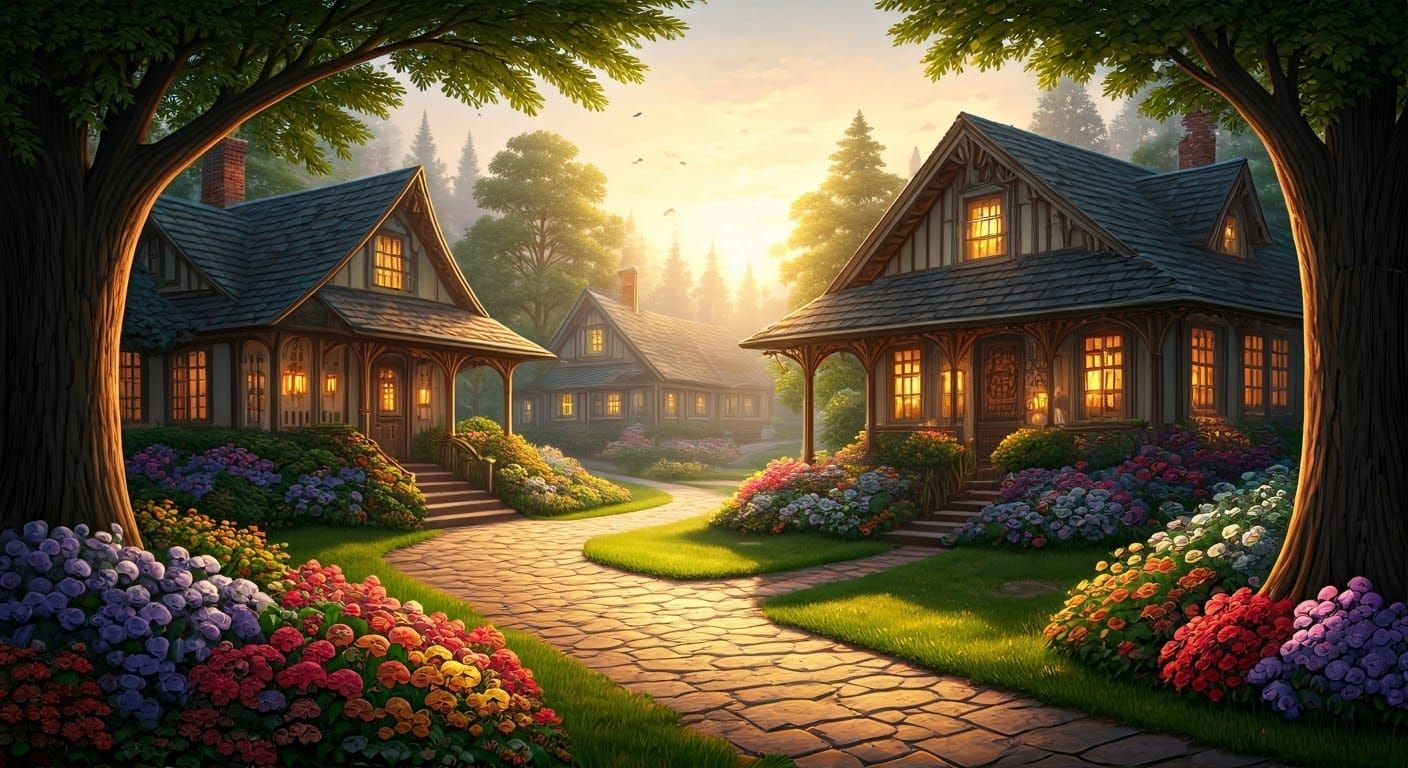 Ethereal Golden Hour Landscape, Hyperdetailed Fantasy Art