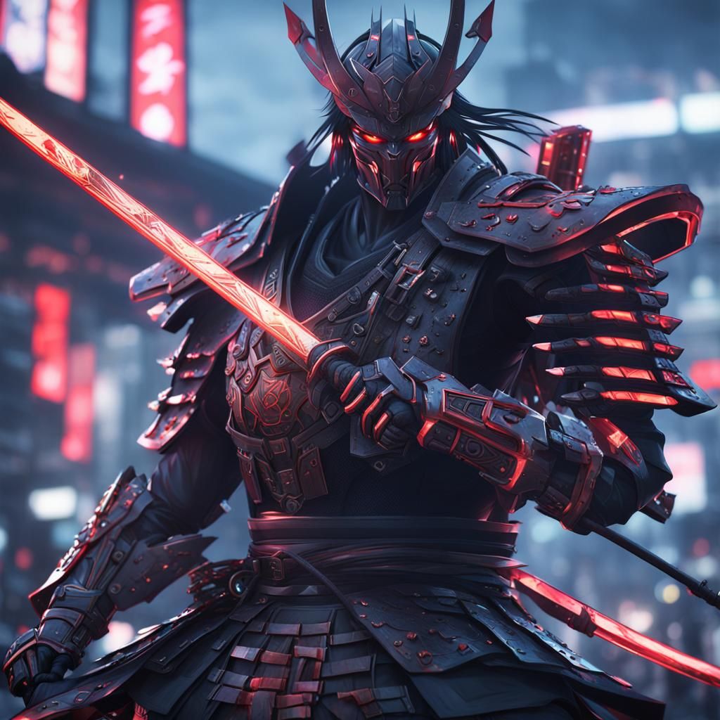 Cyber Samurai in 3D Anime Art
