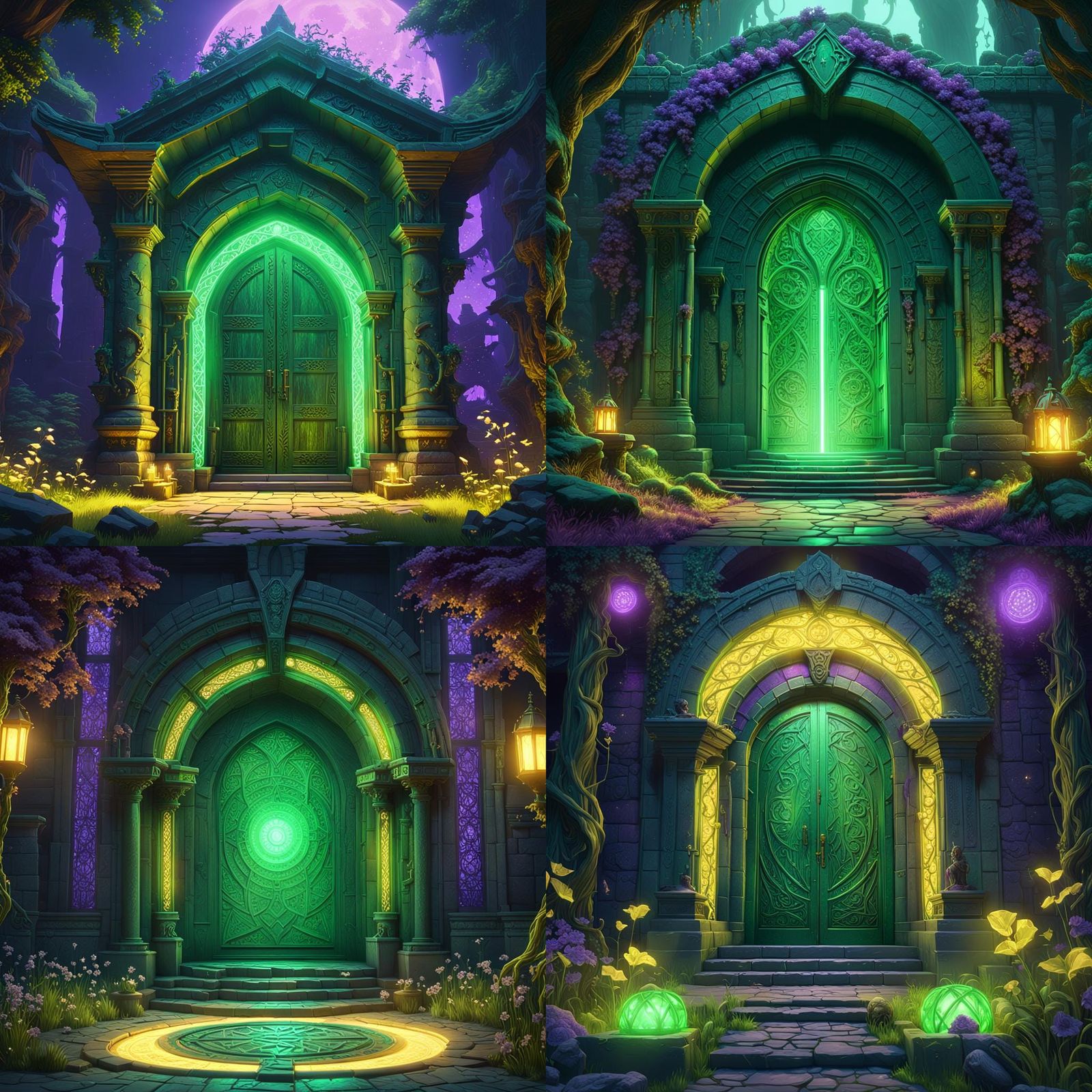 Green Glowing Dark Wizard Portal in Dark Fantasy Art