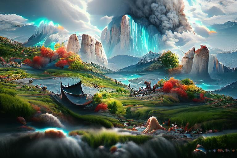 Epic Fantasy Landscape Illustration in Digital Style