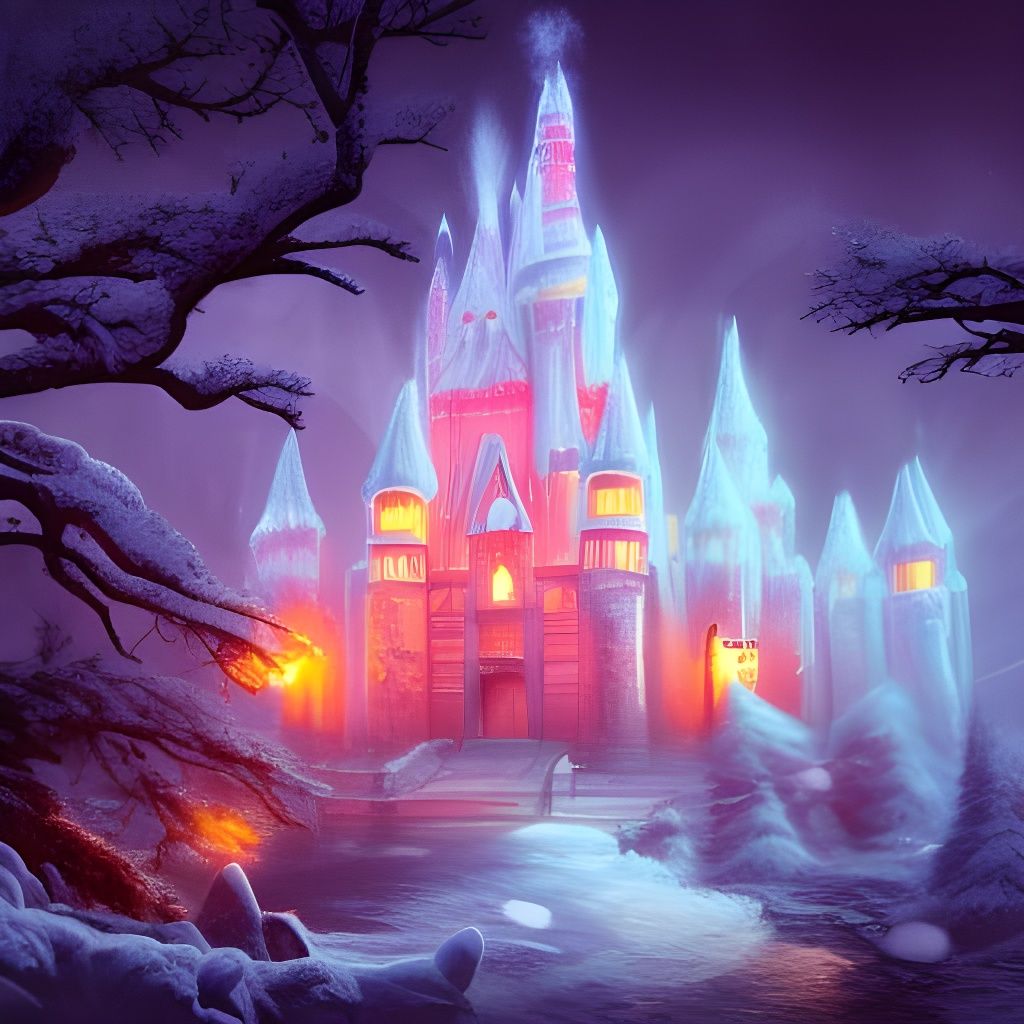 Hyperrealistic Castle of Fire and Ice