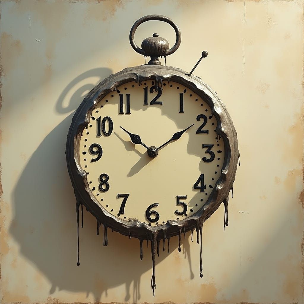 Surreal Melting Clock in Dali-Picasso Style