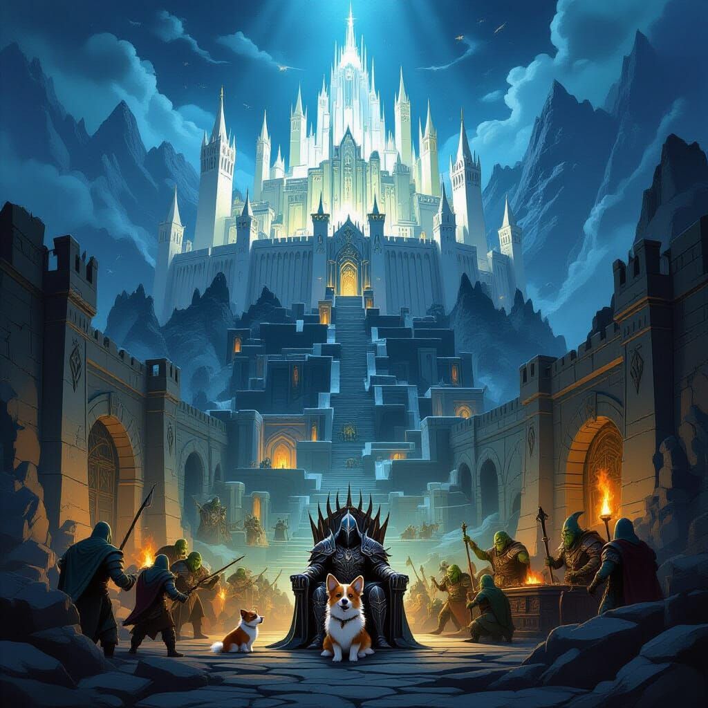 Fantasy Cutaway Art: Gondor City Above, Angmar Lair Below