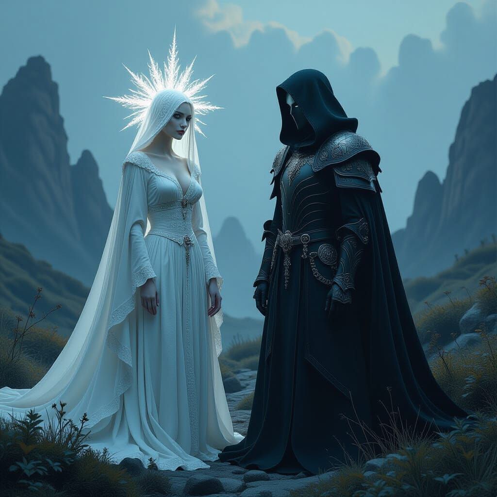 Light and Dark Face Off in Mystical Landscape