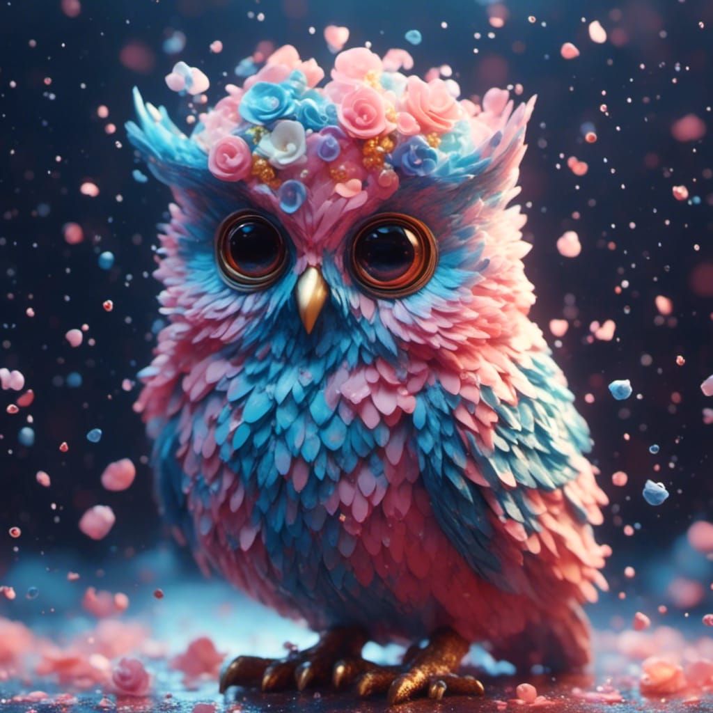 Pastel Owl Chick in Anime Style