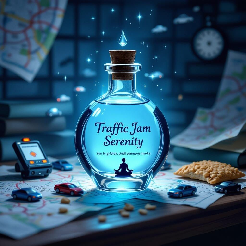 Serenity in Traffic Chaos, as Whimsical Art