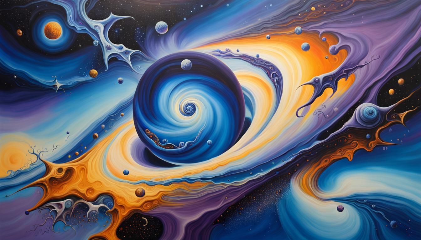 Surreal Blue Star Cluster Formation in Oil Painting