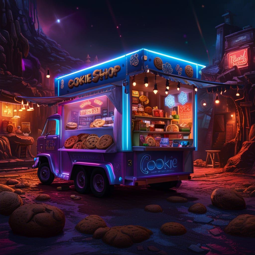 Hyperrealistic Floating Cookie Shop Underworld Truck